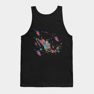 Mexico colorful floral hand-painted map Xalitla folk art Tank Top